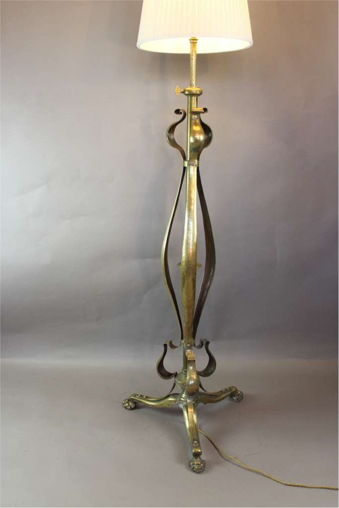 Art Nouveau brass adjustable standard / floor lamp c1900 Lighting