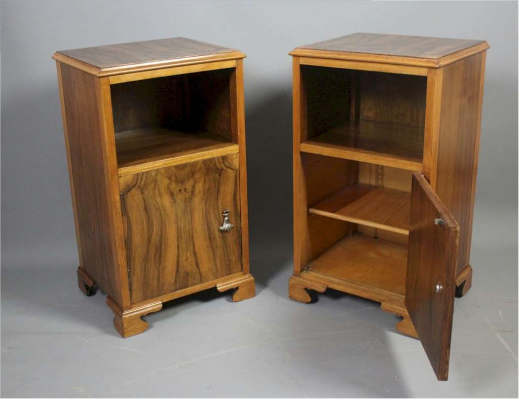 Art Deco burr walnut bedside cabinets