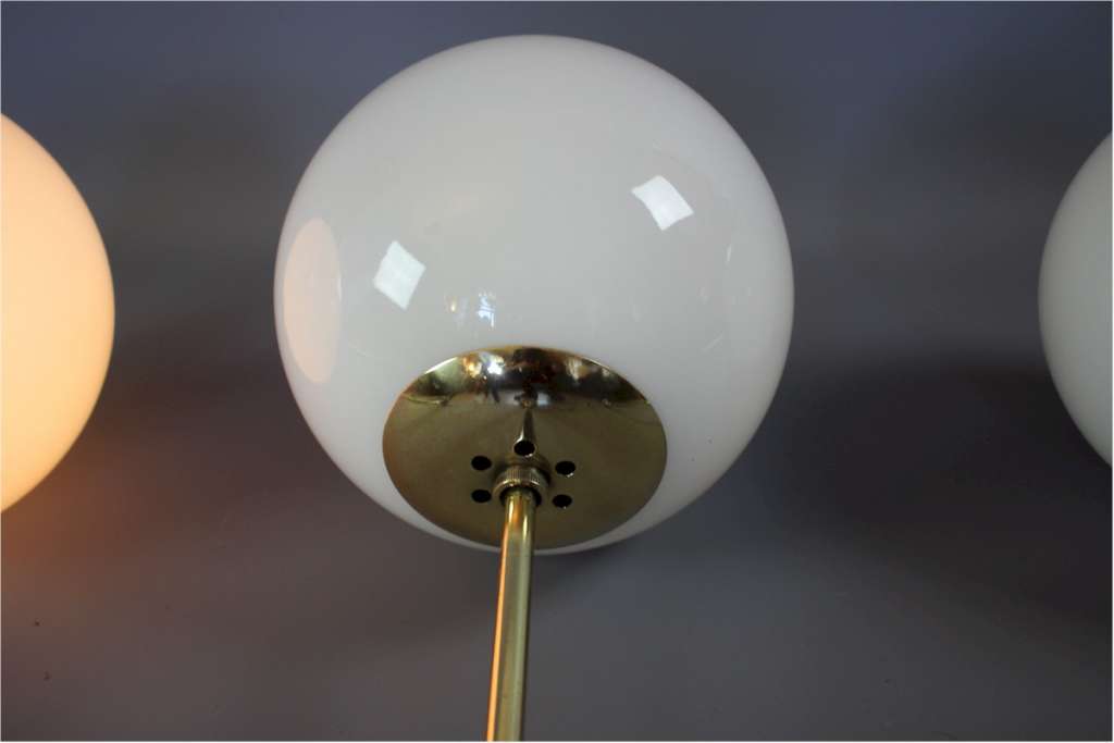 1930's set of 3 opaline ball ceiling lights