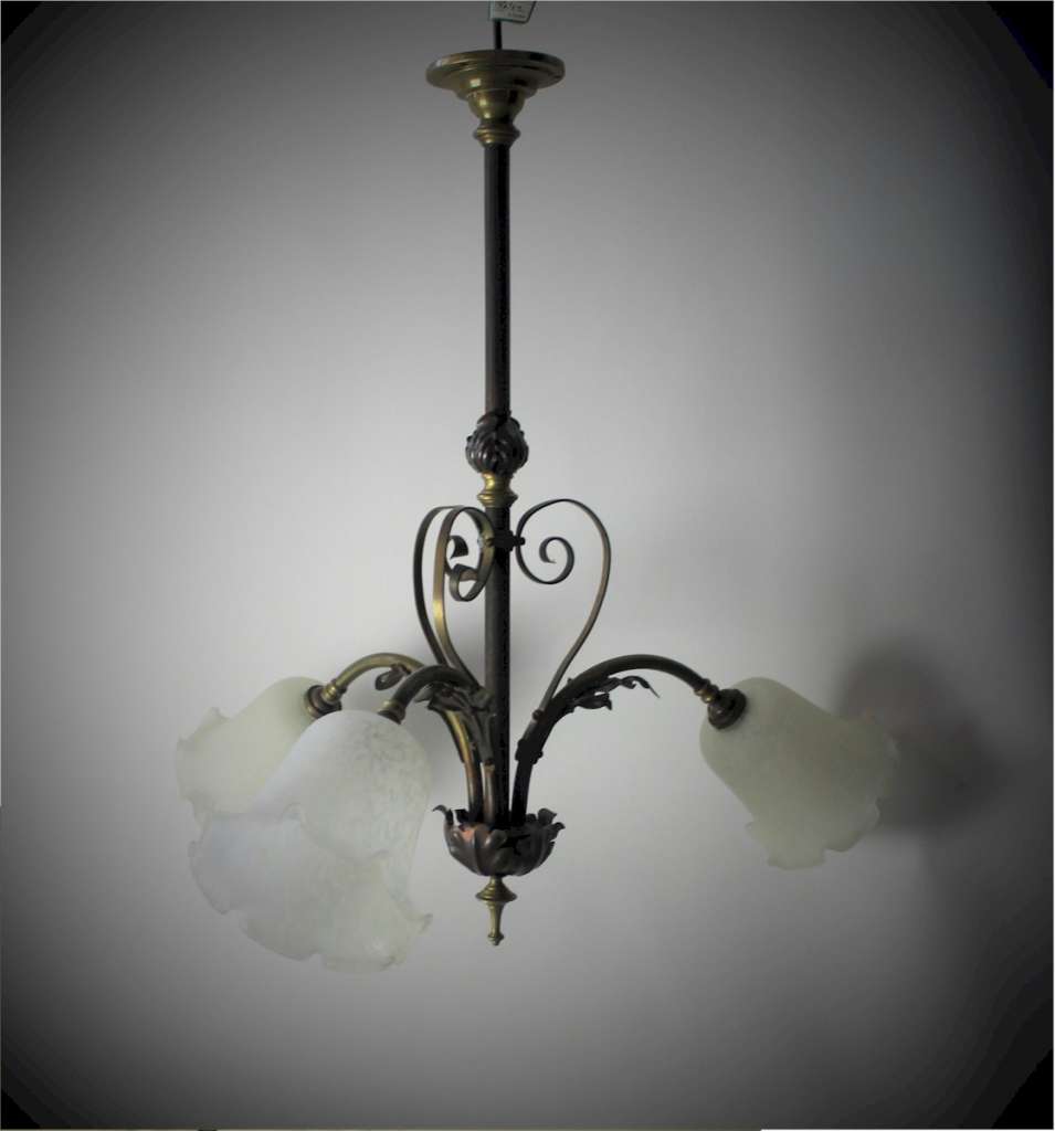 Three branch arts and crafts ceiling light