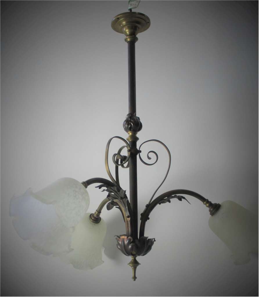 Three branch arts and crafts ceiling light