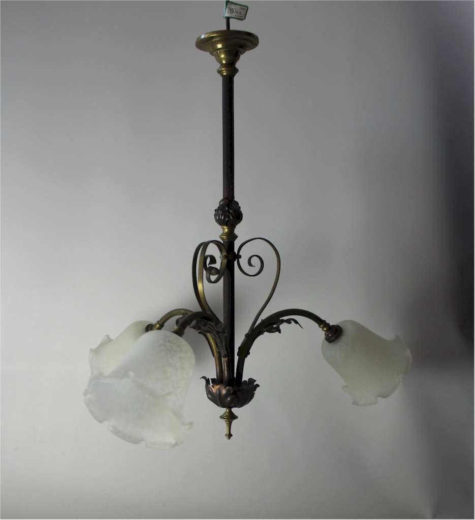 Three branch arts and crafts ceiling light