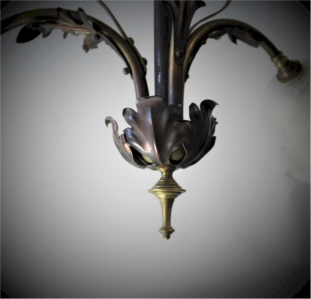 Three branch arts and crafts ceiling light