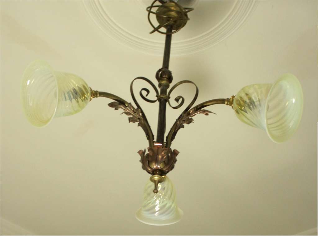 Arts and crafts three branch ceiling light