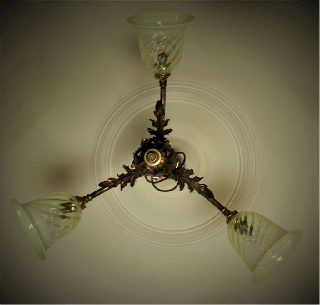 Arts and crafts three branch ceiling light