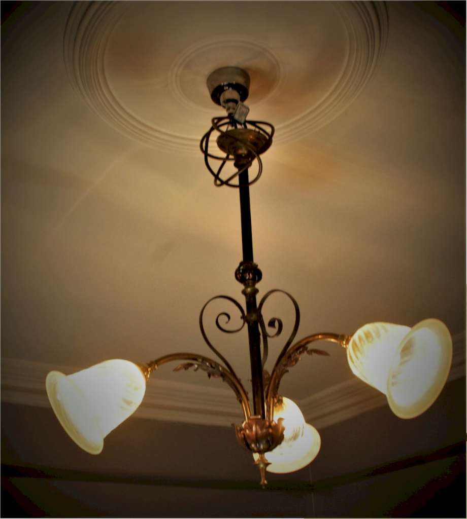 Arts and crafts three branch ceiling light