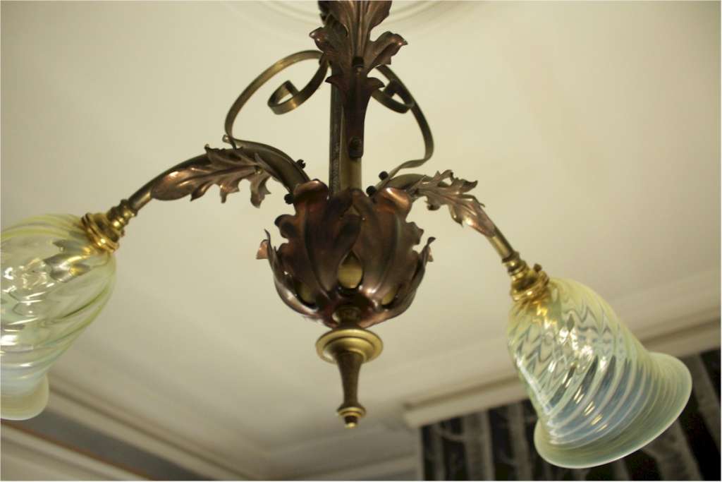 Arts and crafts three branch ceiling light