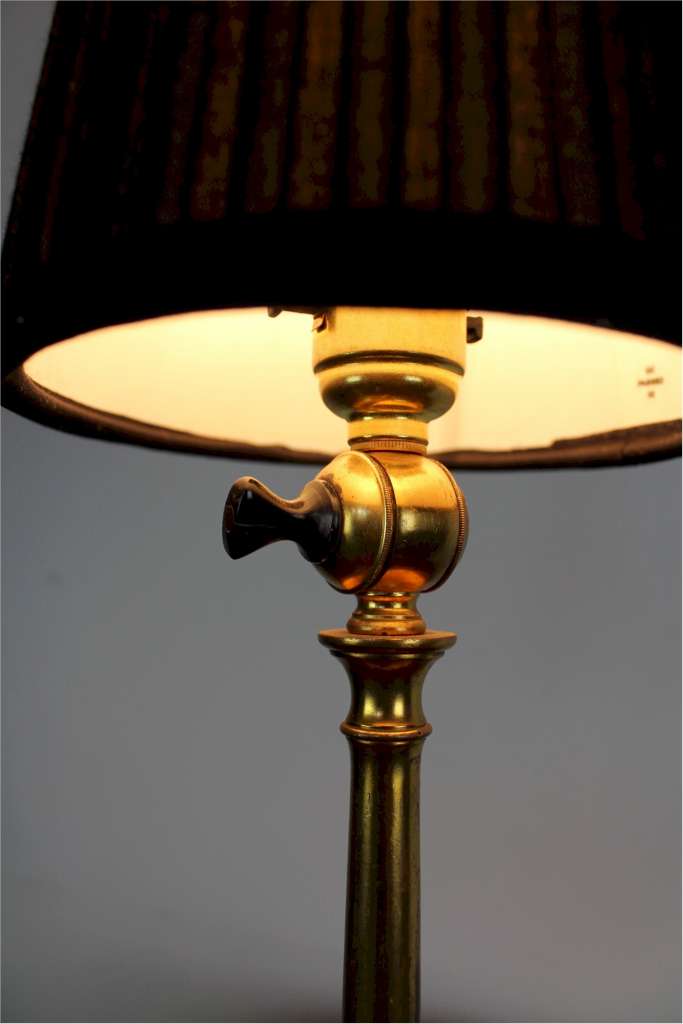 Arts and Crafts period brass table lamp by Faraday and Son