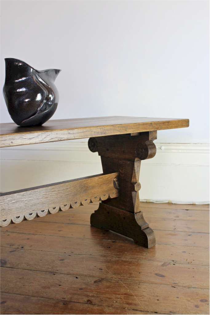 Attributed to Stan Dodds Woodpecker man. Oak coffee table . Tables