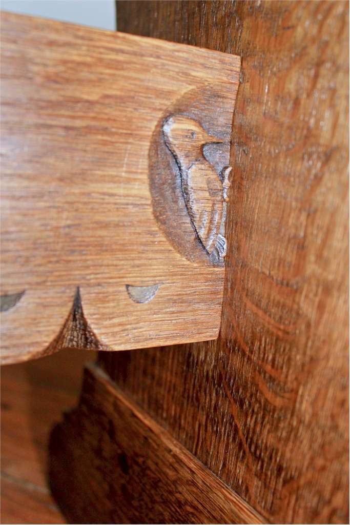 Attributed to Stan Dodds Woodpecker man. Oak coffee table . Tables