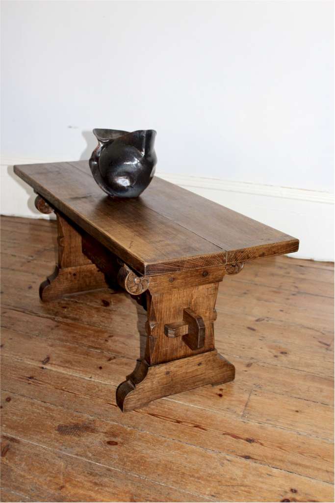Attributed to Stan Dodds Woodpecker man. Oak coffee table . Tables
