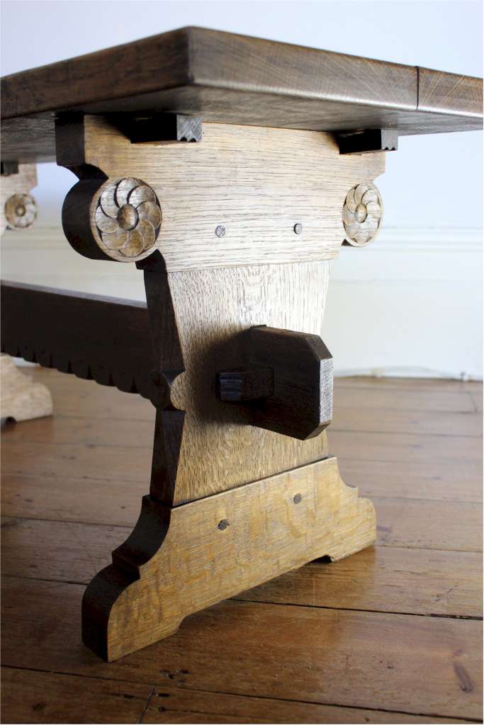 Attributed to Stan Dodds Woodpecker man. Oak coffee table . Tables