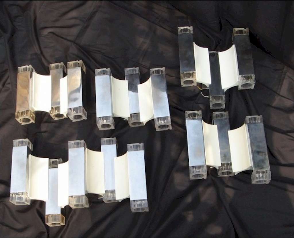 Set of five 1970's wall lights.