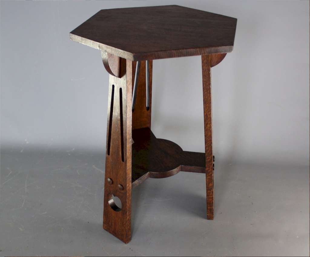 Arts and Crafts classic 3 legged heart pierced table