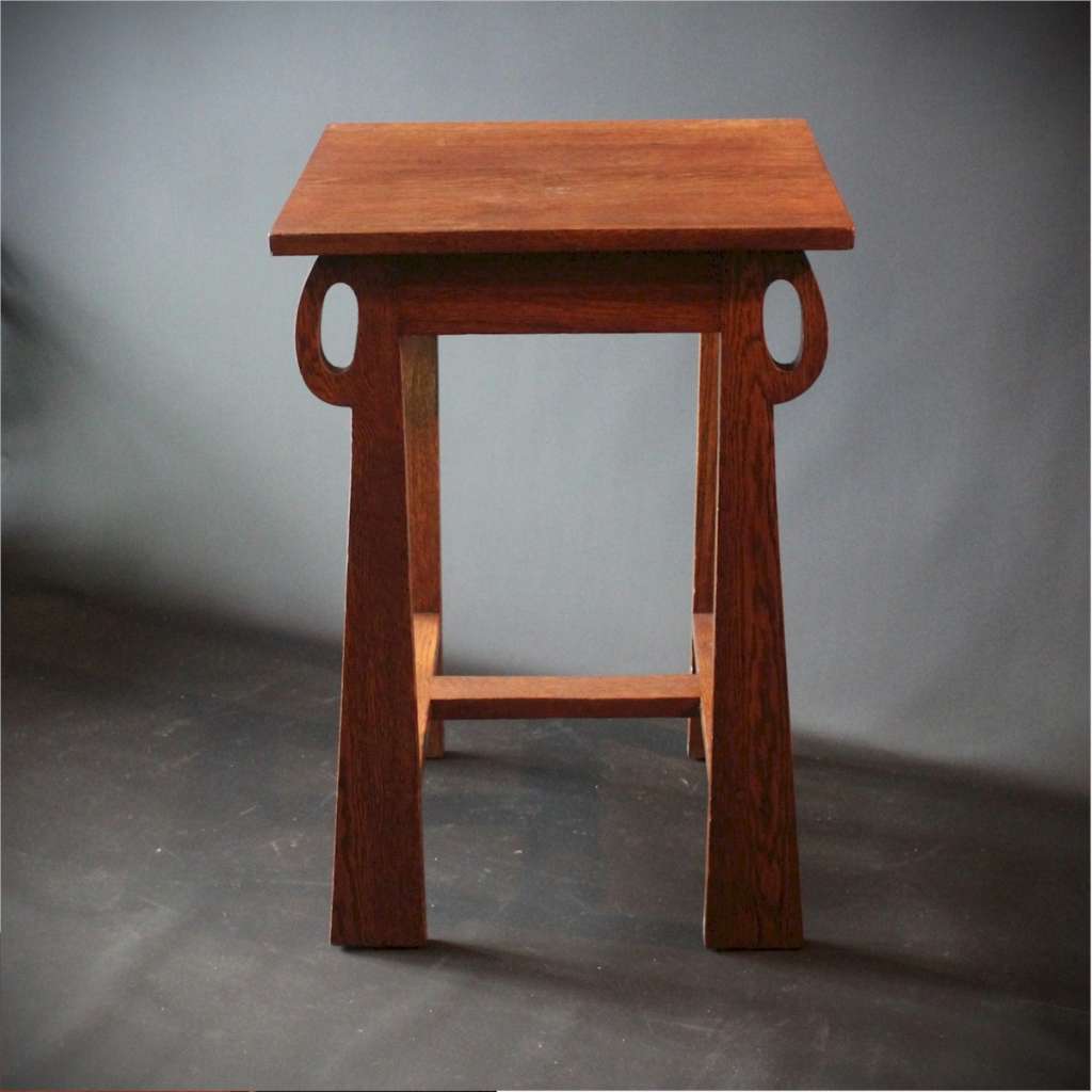 Arts and Crafts square oak occasional table