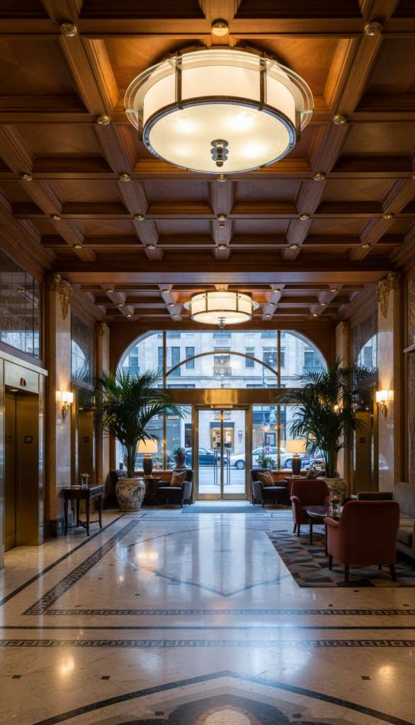 Art Deco chrome and glass ceiling light