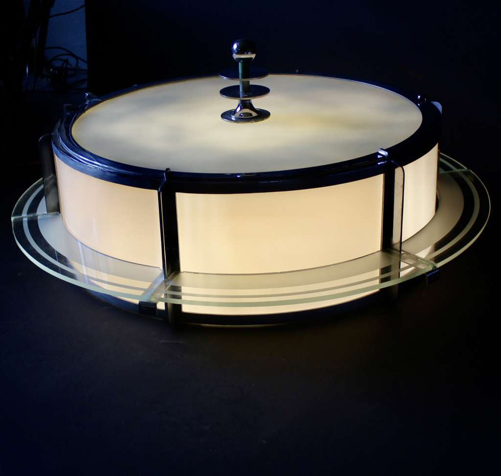 Art Deco ceiling light in chrome and glass