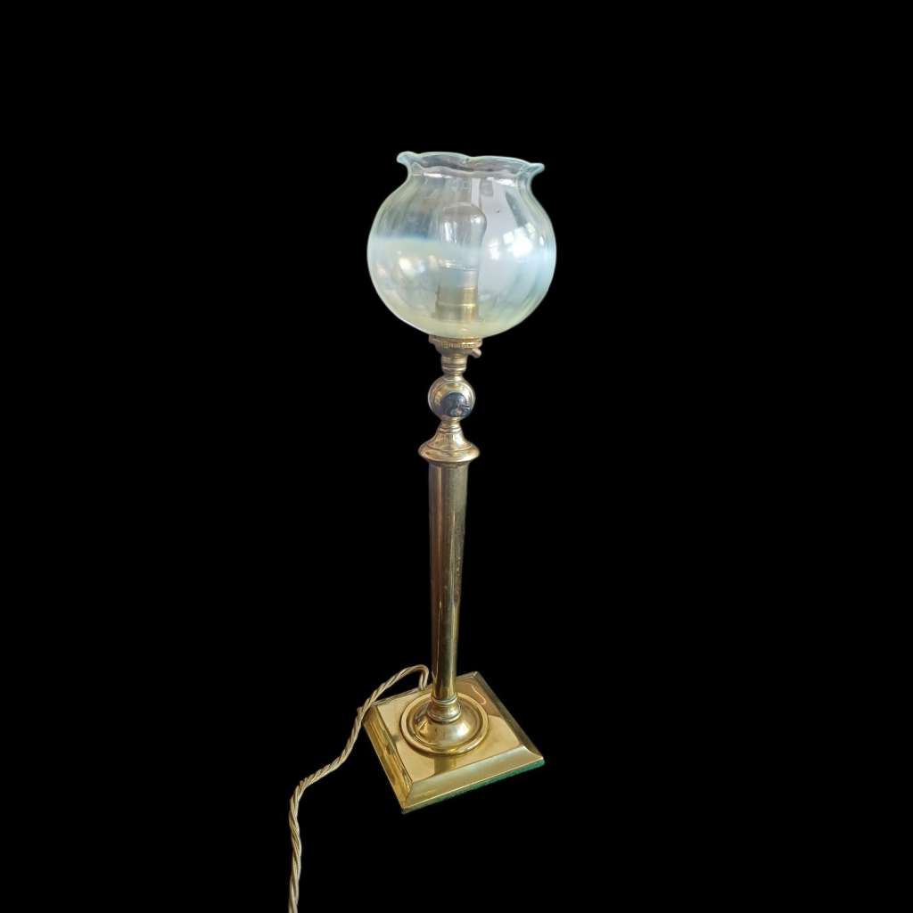 Arts and Crafts brass table lamp by Faraday
