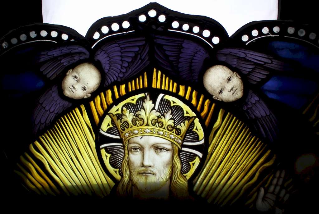 Victorian painted stained glass panels from a church