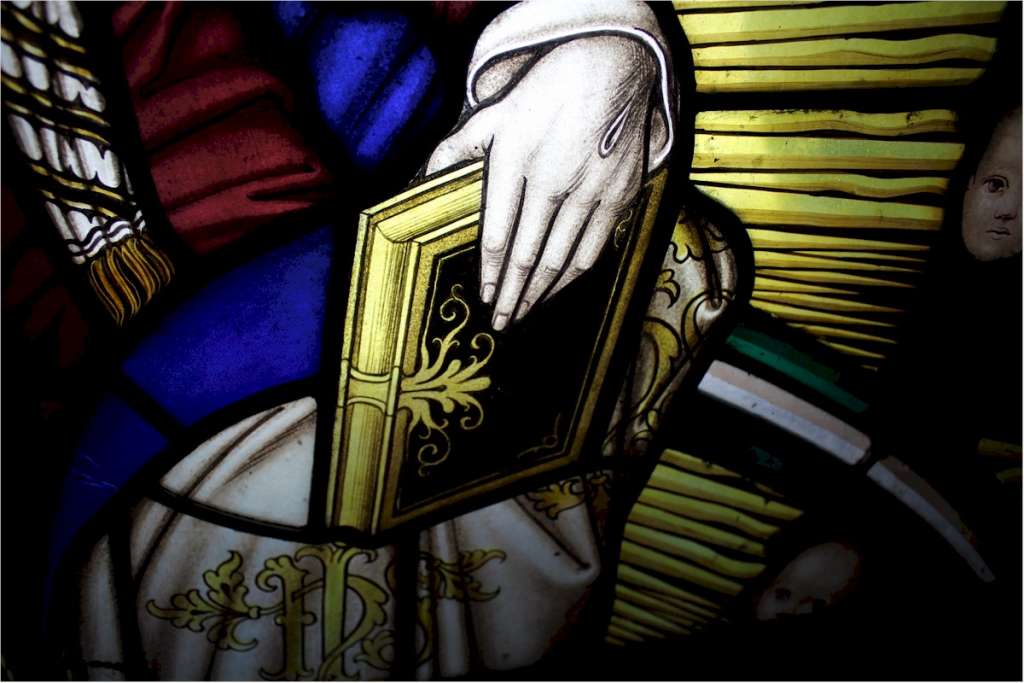 Victorian painted stained glass panels from a church