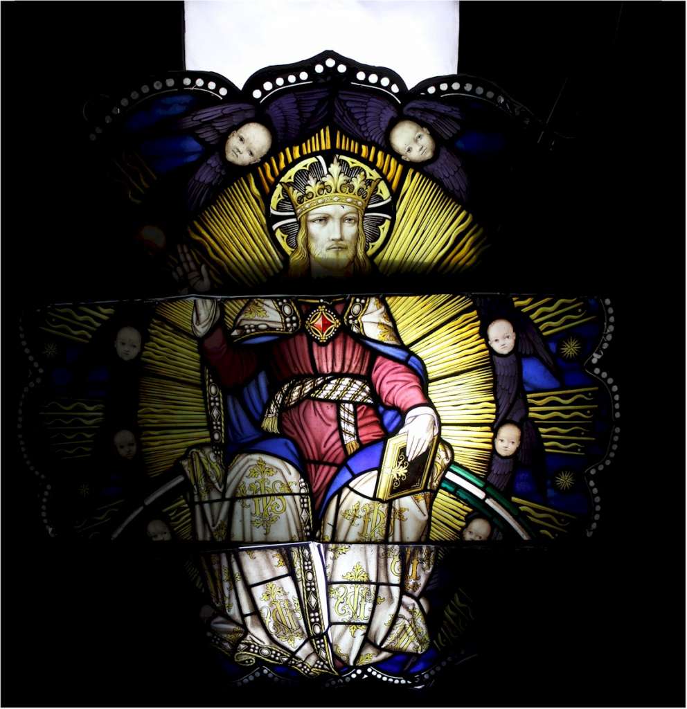 Victorian painted stained glass panels from a church