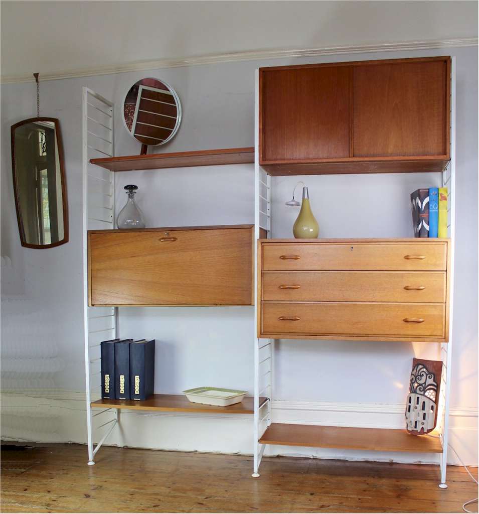 Ladderax shelving system by Staples with white ladders MidCentury