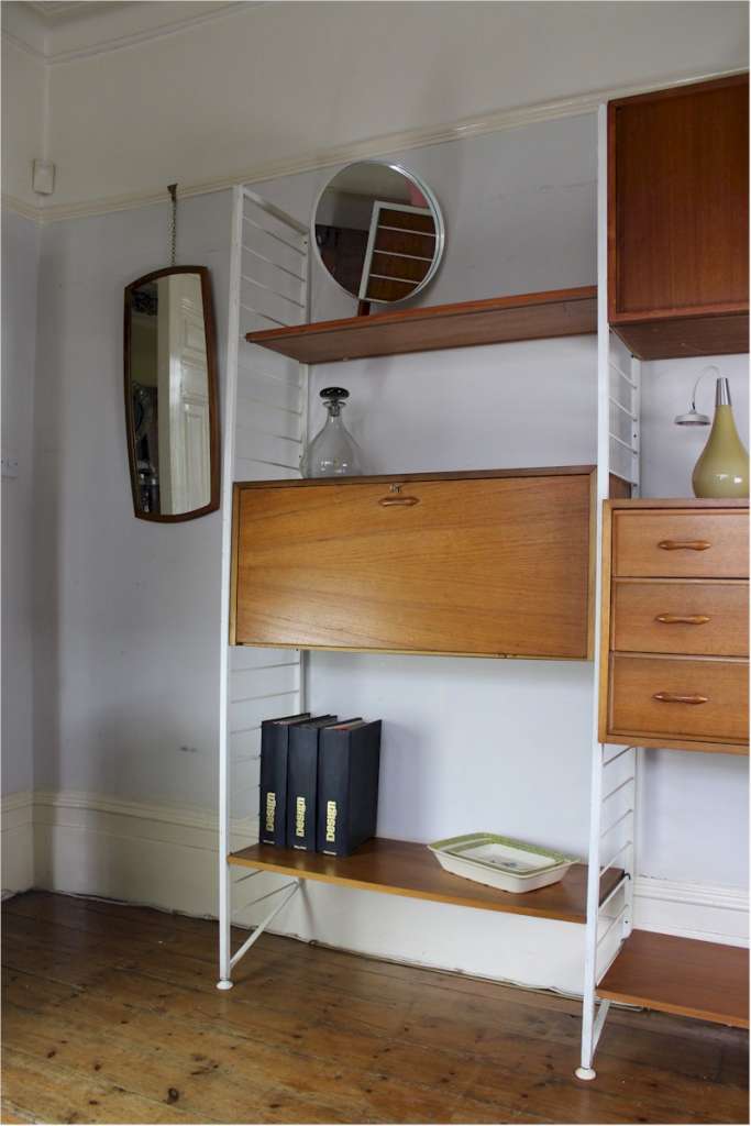 Ladderax shelving system by Staples with white ladders MidCentury