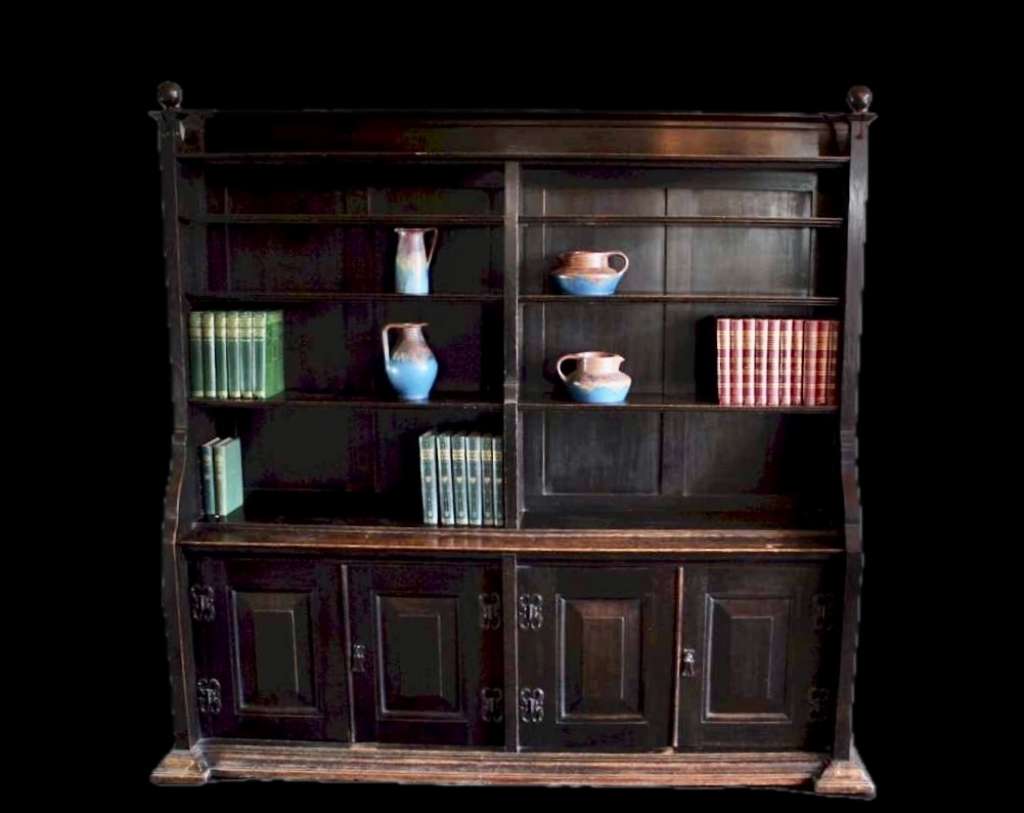 Arts and Crafts bookcase in dark stained oak