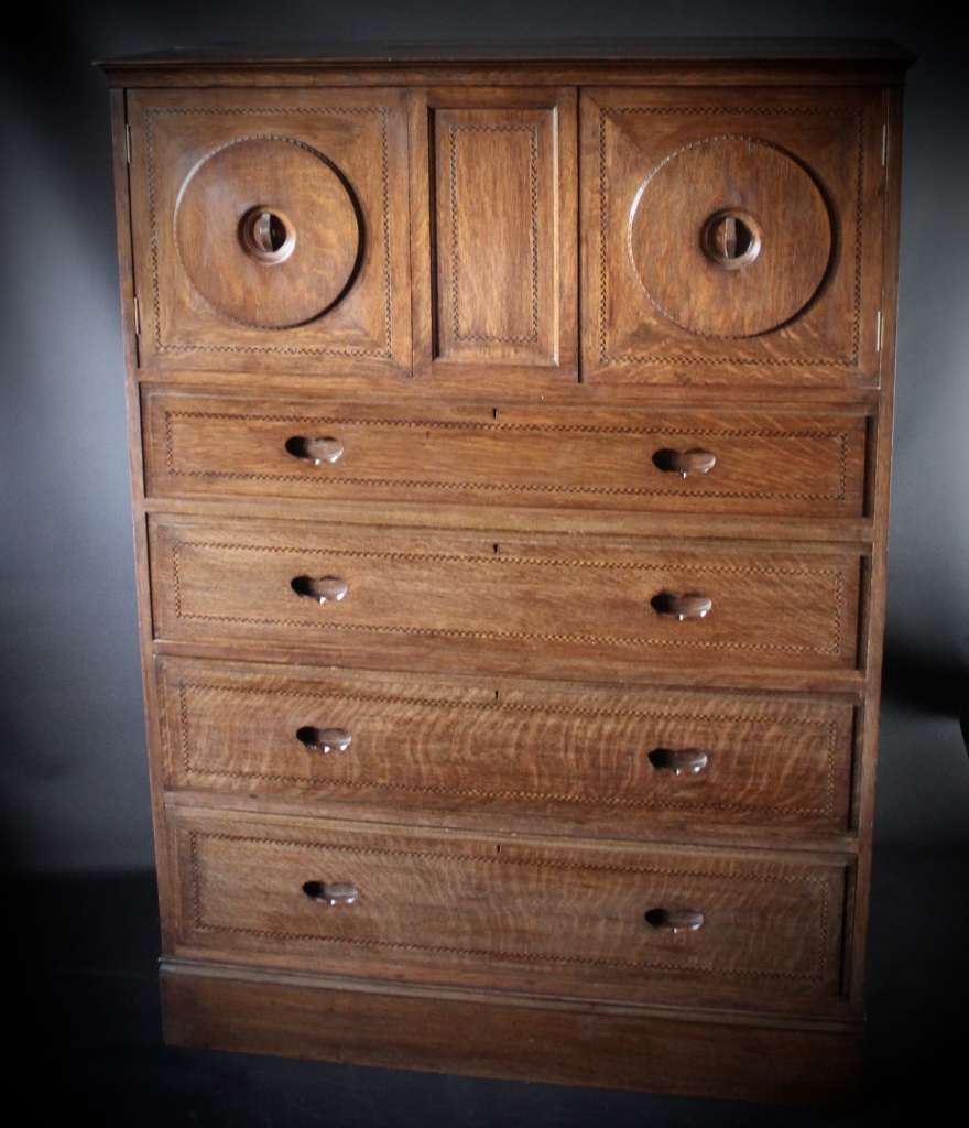 Arts and Crafts rare Ambrose Heal Owl cabinet in oak