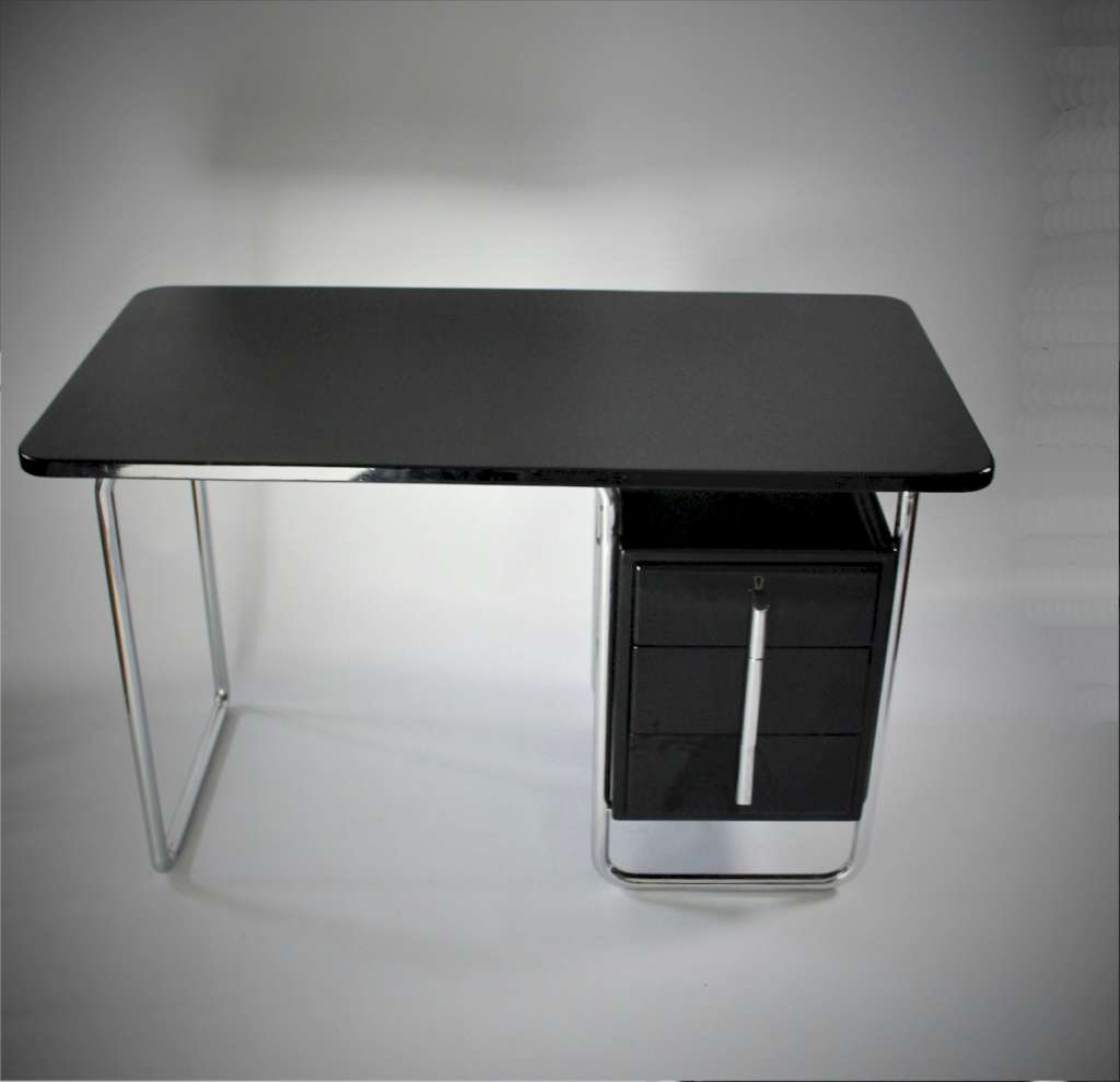 Bauhaus Modernist tubular steel chrome desk by PEL
