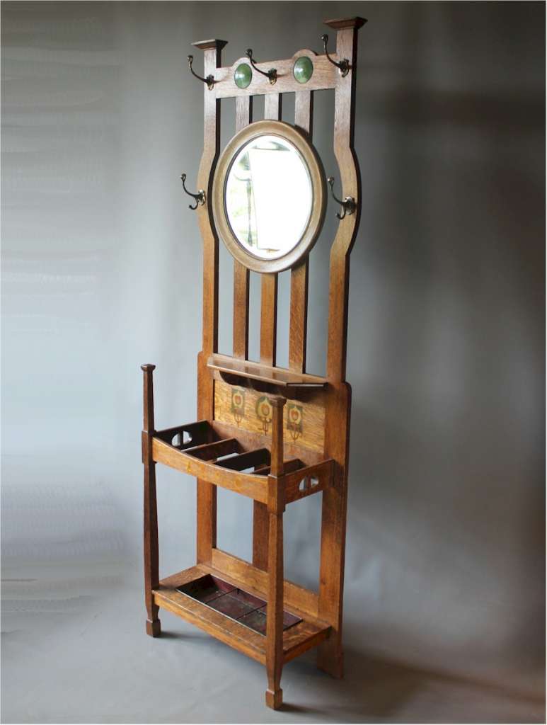 Arts and Crafts hallstand with Ruskins by Shapland & Petter