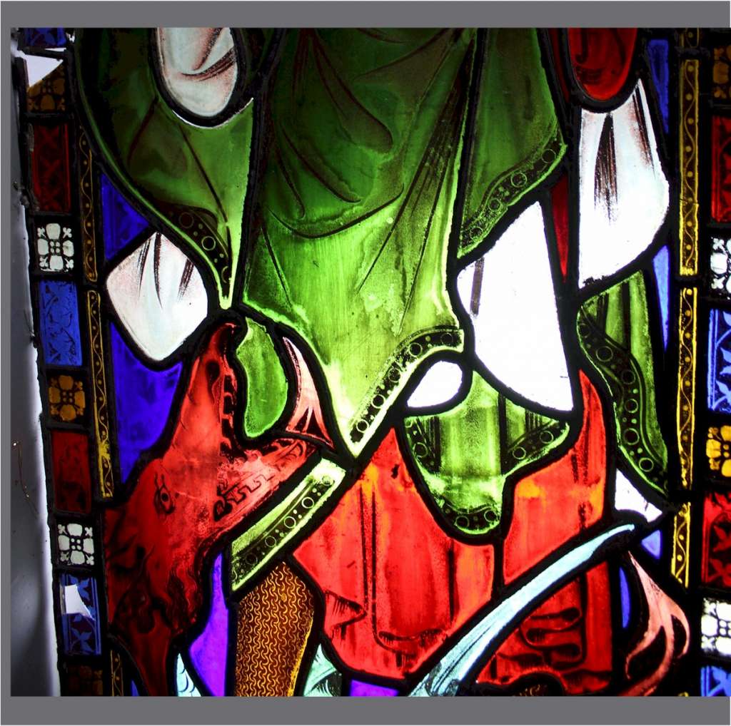 Large St George and the dragon stained glass panel 19th century