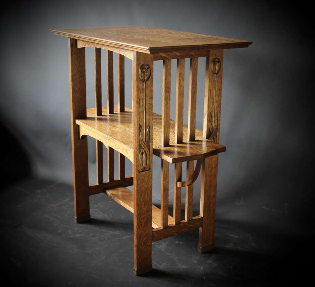 Arts and Crafts oak tea table by Leonard Wyburd