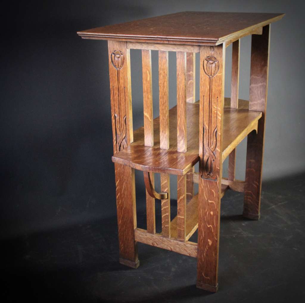 Arts and Crafts oak tea table by Leonard Wyburd