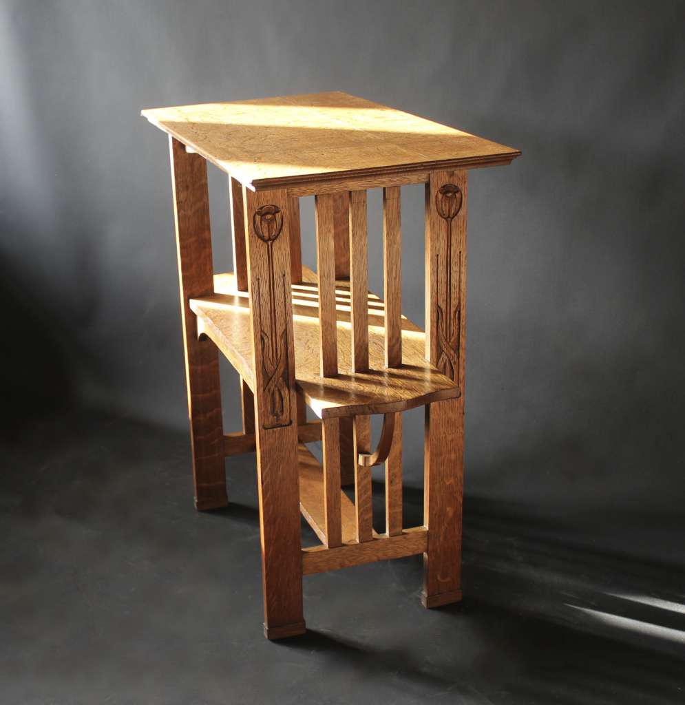 Arts and Crafts oak tea table by Leonard Wyburd
