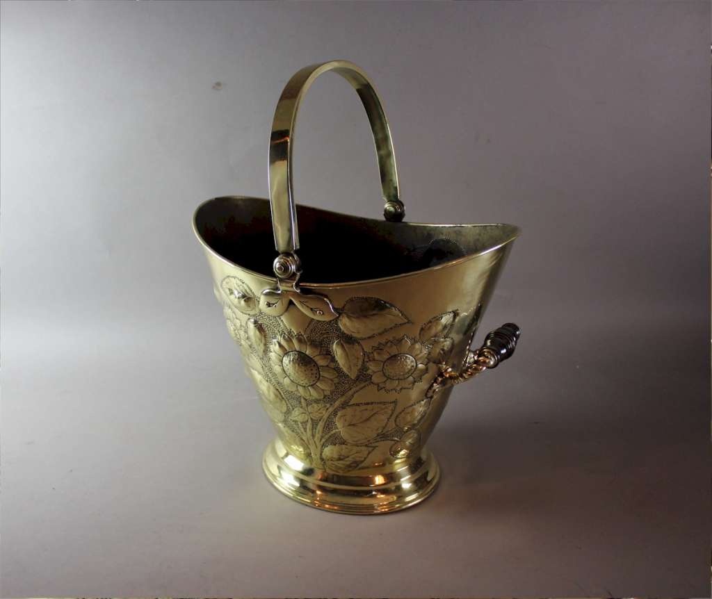 Aesthetic movement brass coal scuttle