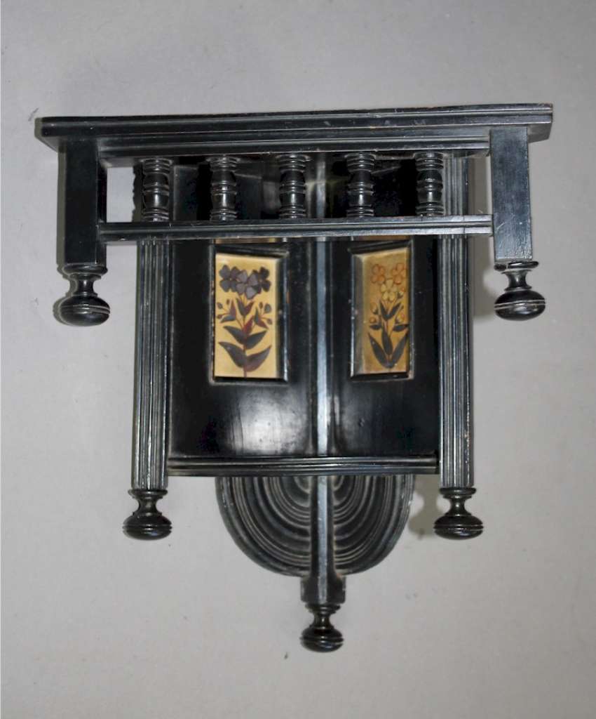 Aesthetic Movement ebonised hanging corner shelf