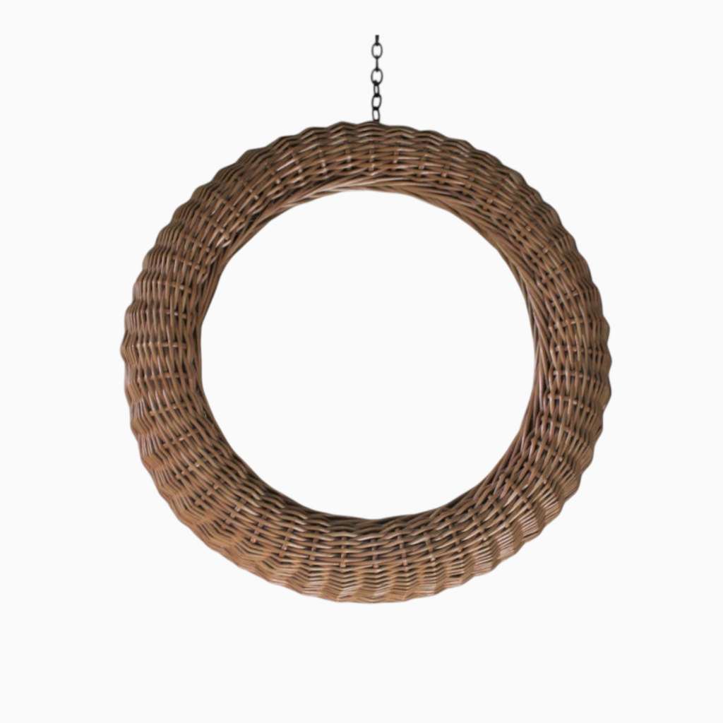 Mid-Century circular wicker mirror in the style of Albini.