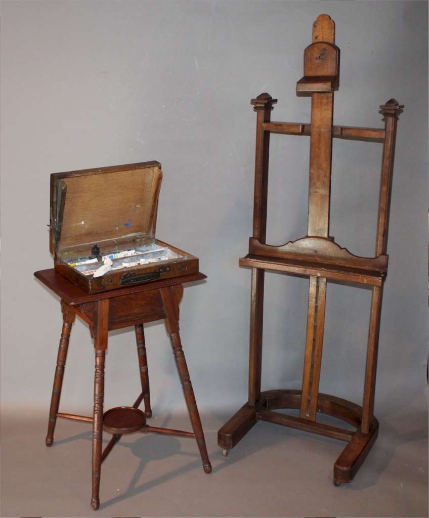 Artists travelling paint box in oak