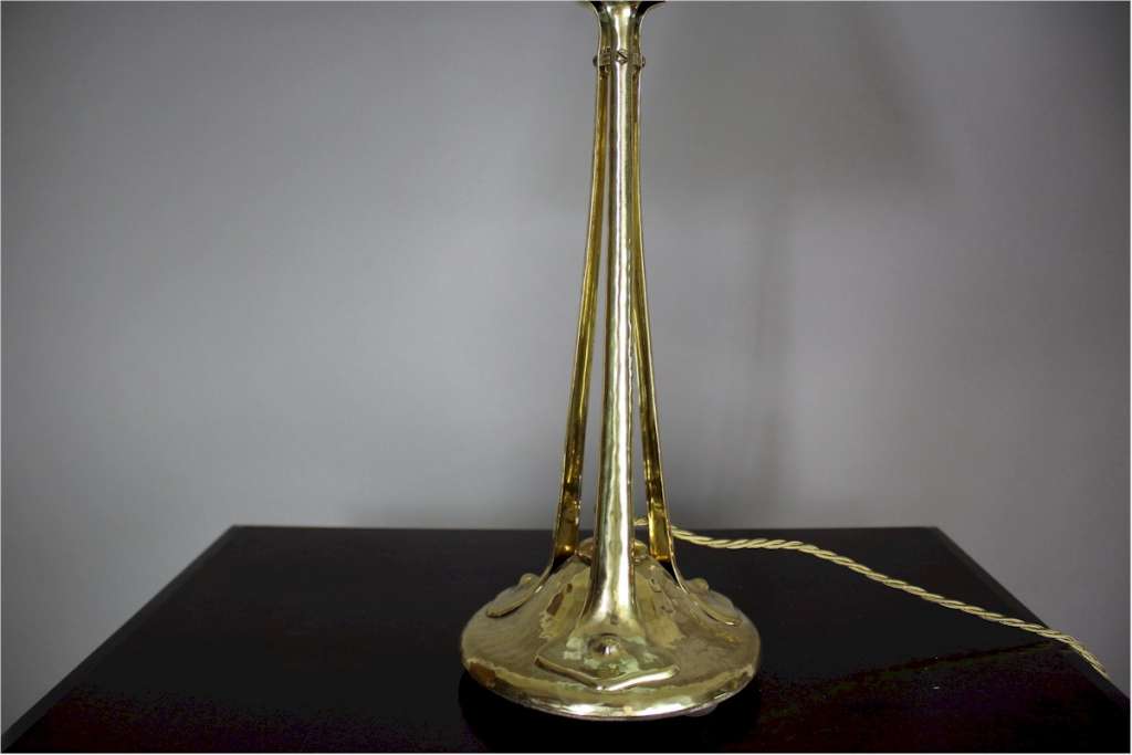 Arts and Crafts brass table lamp c1900