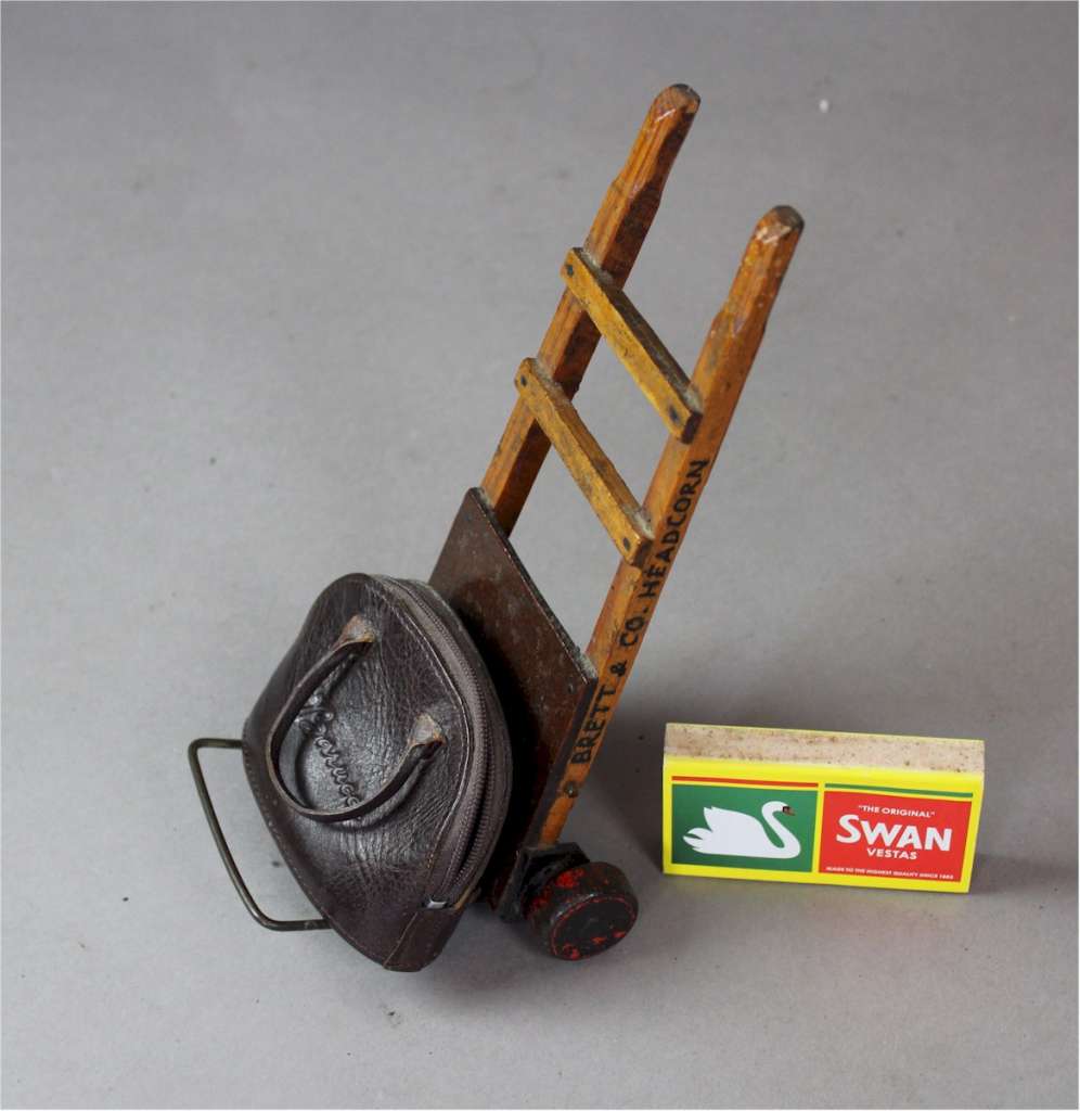 Miniature advertising porters barrow for Brett and Co Headcorn
