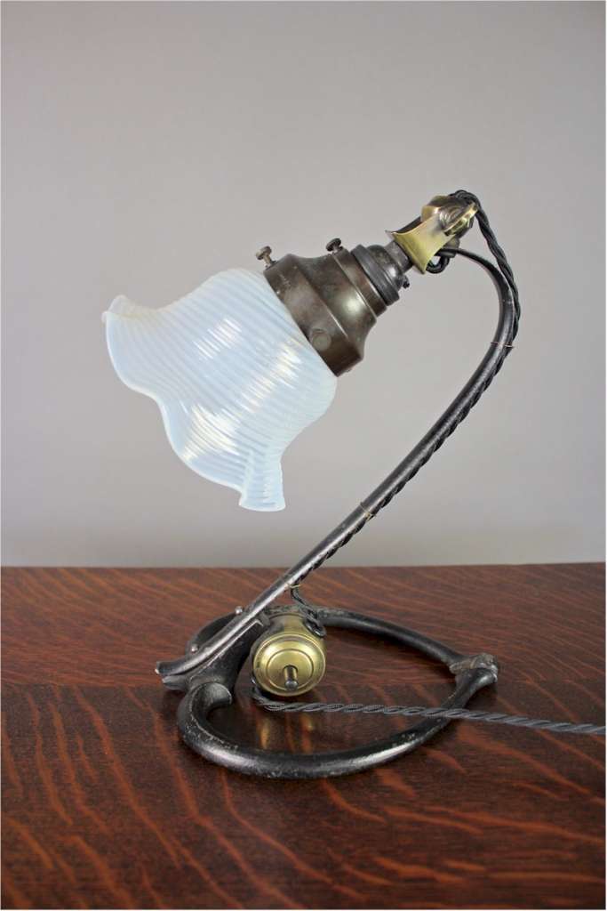 W.A.S Benson arts and crafts table lamp. c1900