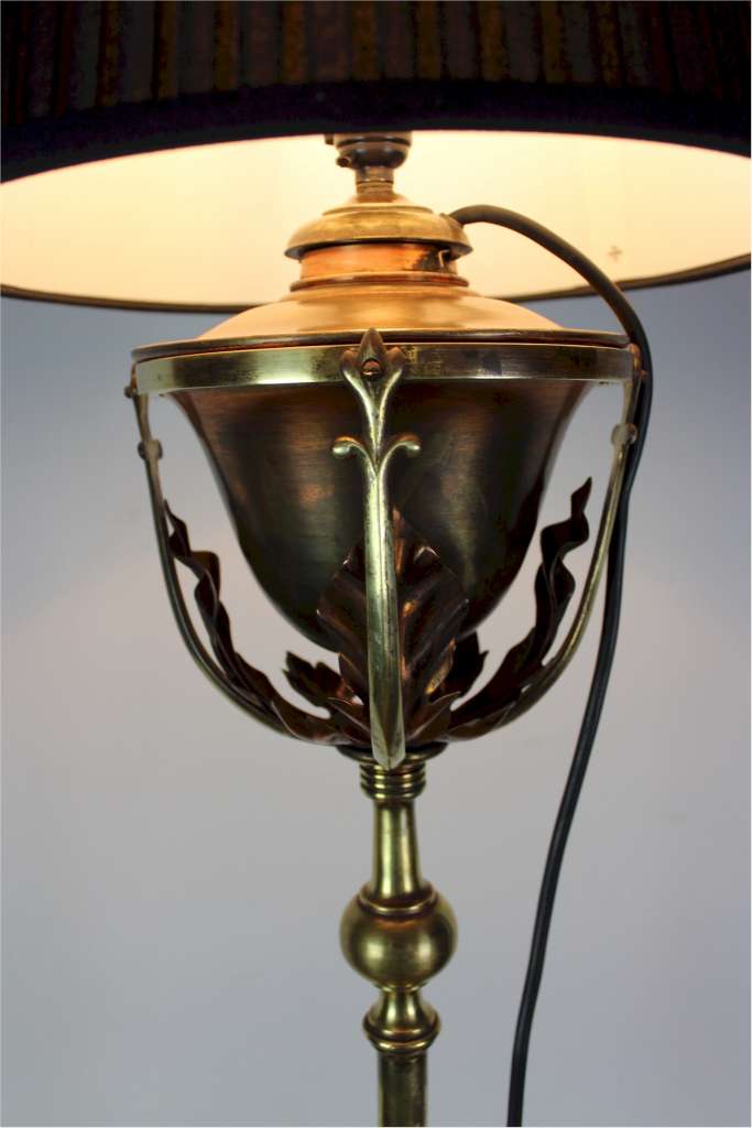 Arts and Crafts brass and copper floor / standard lamp most probably by W.A.S Benson.