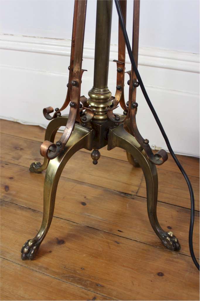 Arts and Crafts brass and copper floor / standard lamp most probably by W.A.S Benson.