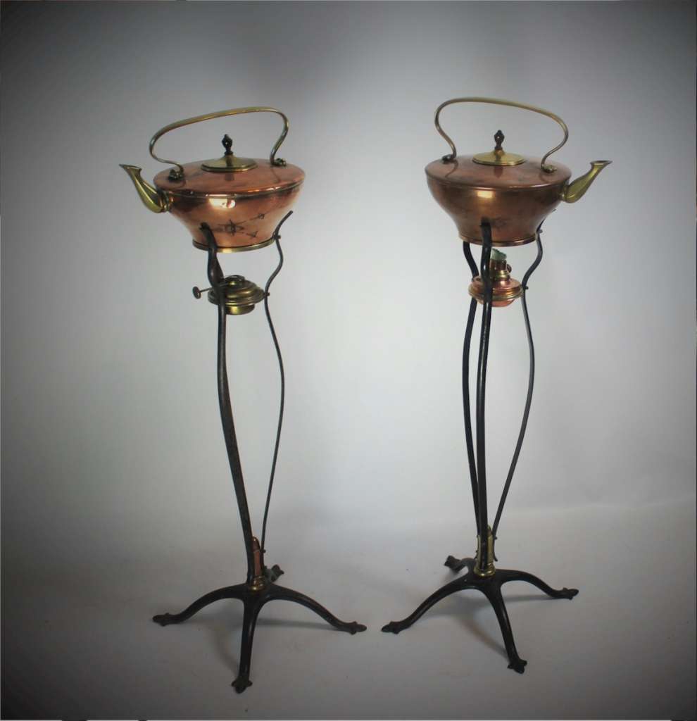 Two W.A.S Benson arts and crafts kettles