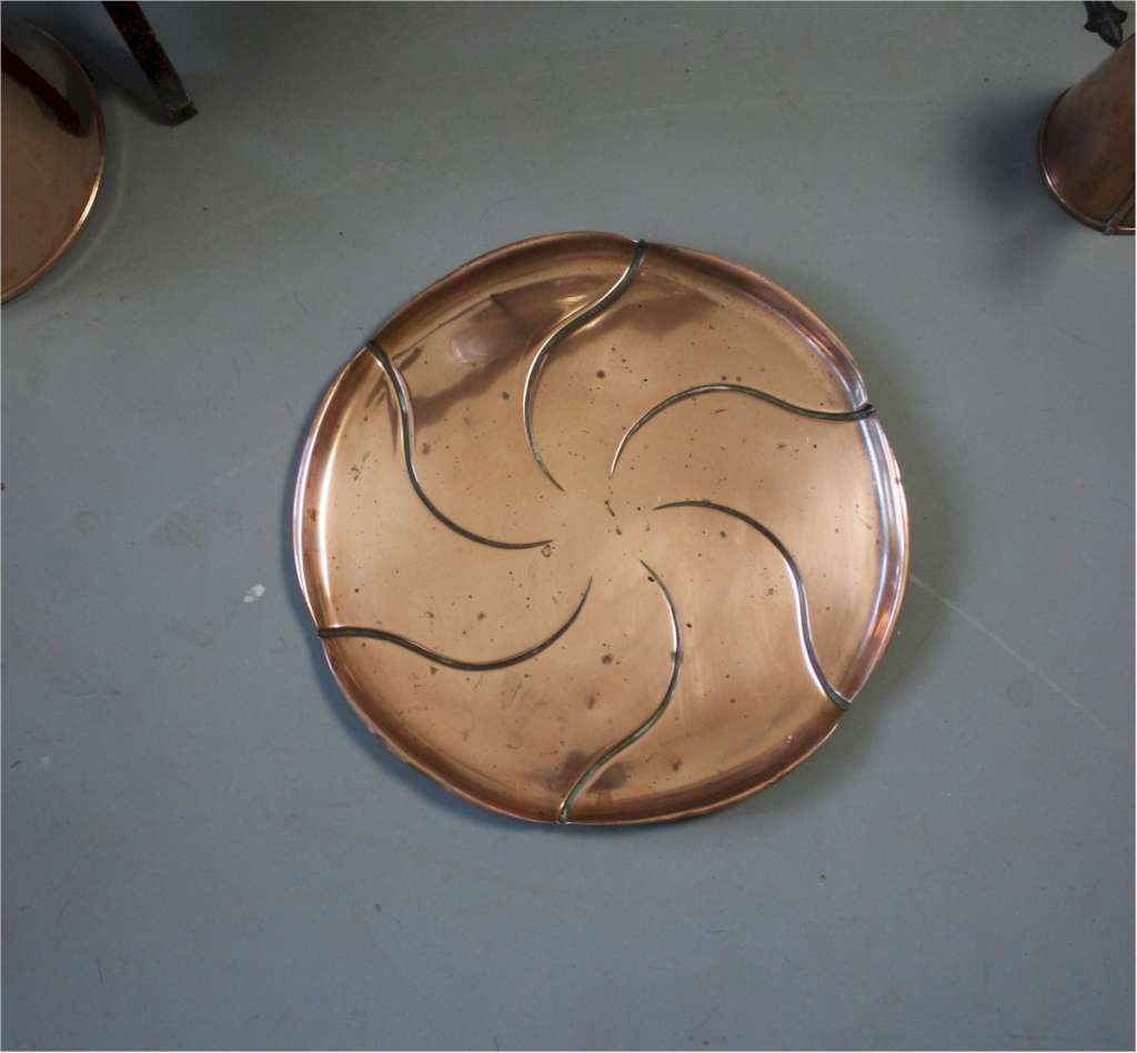 W.A.S Benson arts and crafts Lily Pad copper tray
