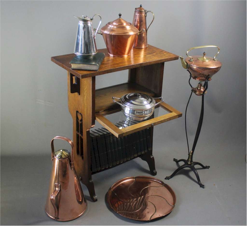 W.A.S Benson arts and crafts Lily Pad copper tray