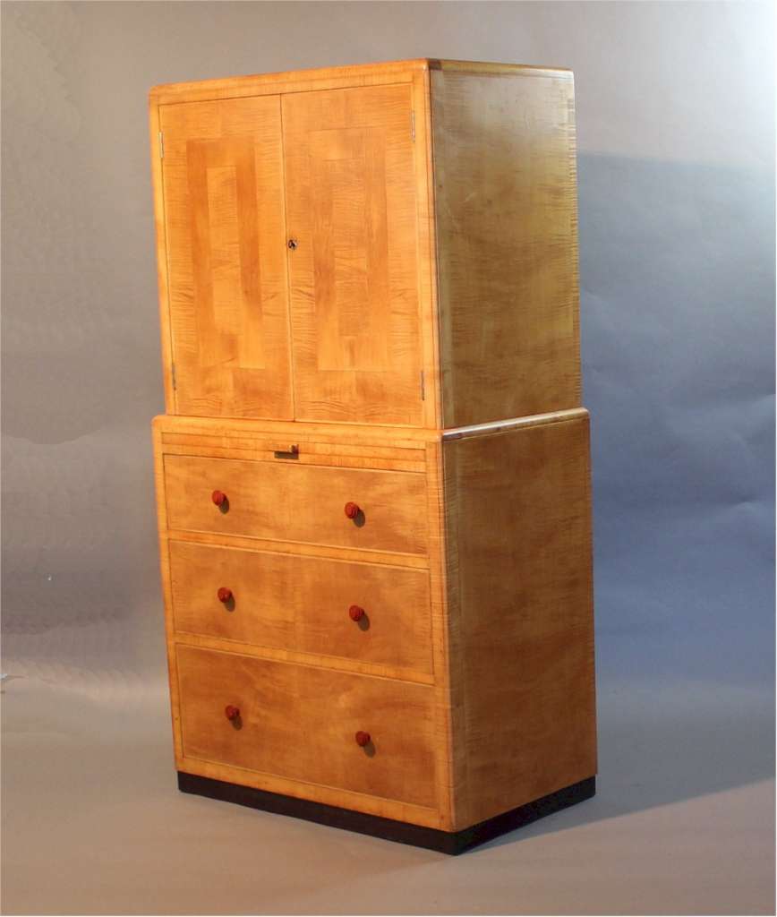 Art Deco blond cocktail cabinet by Betty Joel