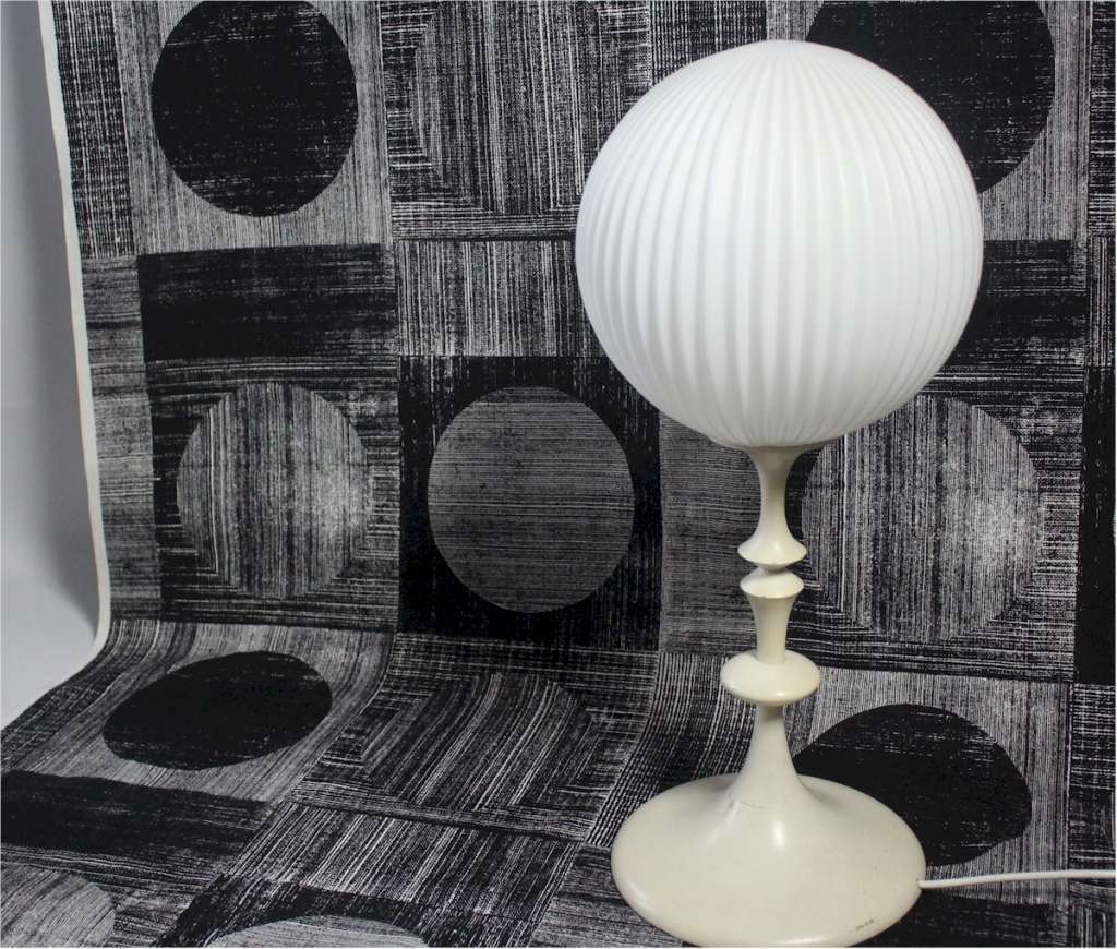 Vintage unused roll of cotton fabric with black and white geometric square and circles