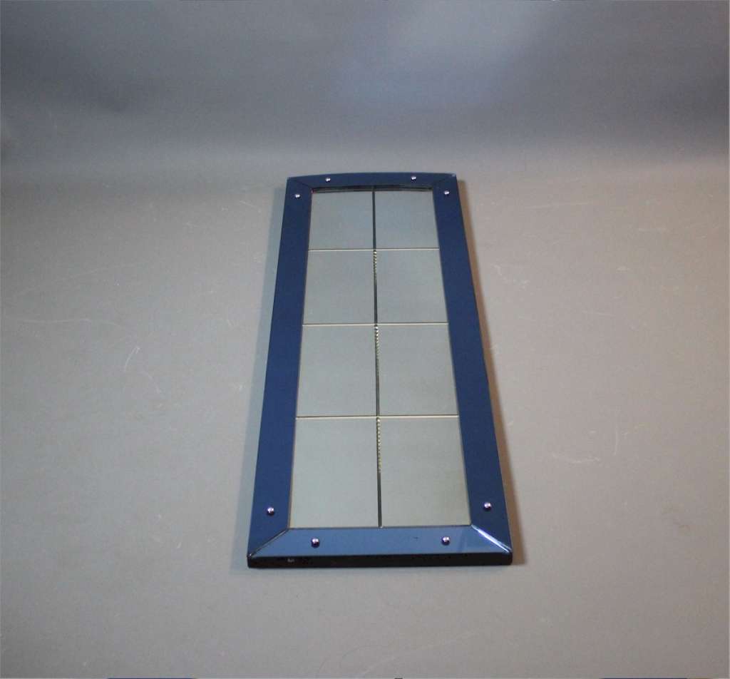 Art Deco blue framed mirror